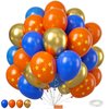Blue and Orange Balloons, 50Pcs 12 Inches Royal Blue and Gold Balloons for Kids Cartoon Theme Anime Birthday Party Decorations Engagement Party Baby Shower Wedding Party Supplies