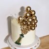 24 PCS Balls Cake Toppers Ball Cake Picks Ball Shaped Cupcake Toppers Foam Balls Cake Topper Insert Mini Balloons Cake Decorations for Wedding Anniversary Baby Shower Birthday Party Supplies Gold