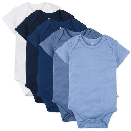 HonestBaby Baby Girls Organic Cotton Short Sleeve Bodysuits Multipack And Toddler T-Shirt Set, 5-pack Ombre Blues, 3-6 Months US