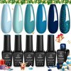 Beetles Gel Nail Polish Set 6Pcs: Winter Blue Green Dark Blue Glitter Teal Navy Teal Jewel Tones Sparkle Gel Nail Soak Off UV DIY Manicure Christmas Gift for Girls Women