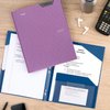 Five Star 2 Pocket Folders, 4 Pack, Plastic Folders with Stay-Put Tabs and Prong Fasteners, Holds 8-1/2” x 11" Paper, Writable Label, Tidewater Blue, White, Amethyst Purple, Harvest Yellow (38064)
