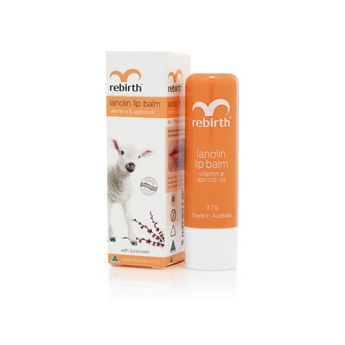 Rebirth Lanolin Lip Balm with Vitamin E & Apricot Oil, with Sunscreen