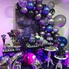 Outer Space Balloons, 55pcs Galaxy Blue Balloons Metallic Black Purple Silver Balloons Blue and Purple Latex Balloons Pearl Blue Black Balloons for Kids Boys Astronaut Space Birthday Party Decorations