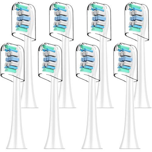 Toothbrush Replacement Heads Compatible with Philips Sonicare, Electric Toothbrush Replacement Brush Heads with Protective Cover Snap-On Toothbrushes(8 Pack) Refill DiamondClean ProtectiveClean