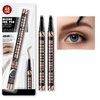 2 Pack Eyebrow Pencil,Microblading Eyebrow Pen with 4-Fork-Tip & Precise Brush Tip,Curved Eyebrow Makeup Pen for Natural Hair-Like Brows, Professional Brow Enhancing Kit with Eyebrow Brush,Dark Brown