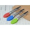 HINMAY Mini Tongs with Silicone Tips 7-Inch Serving Tongs, Set of 3 (Green Red Blue)