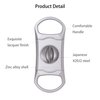 CIGARISM V-Cut Cigar Cutter Stainless Steel Blade, Up to 60+ Ring Gauge in Leather Gift Case (Silver)