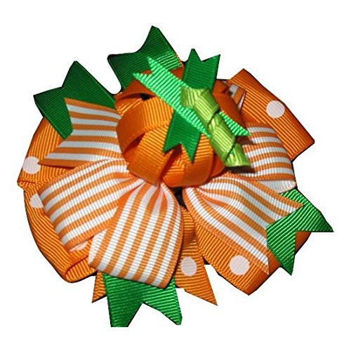 NEW"PUMPKIN PATCH" Hair Bow Halloween Alligator Clips Girls 4.5 Inch Hair Bows Fall Festival Ribbon Holiday Grosgrain Ribbon