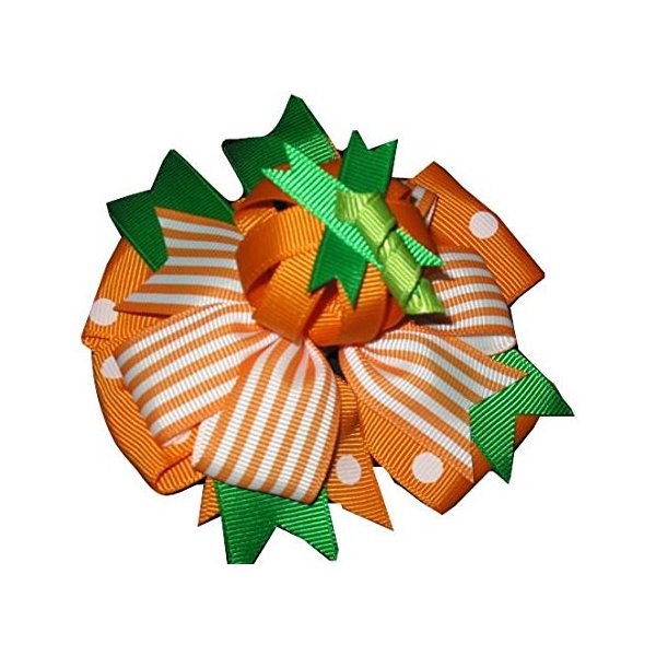 NEW"PUMPKIN PATCH" Hair Bow Halloween Alligator Clips Girls 4.5 Inch Hair Bows Fall Festival Ribbon Holiday Grosgrain Ribbon