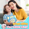 Toyze Birthday Gifts for 3-8 Year Old Girls Cute Stuff Apron for Girls Kids Cooking Sets Toddler Toys Kids Chef Hat and Apron Easter Christmas Stocking Stuffers White-with Cookbook