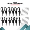 Performore 12 Pack of 5 inch Secure Counter Pens, Black with Plastic Secure Cord Attached To Adhesive Back Base Pen Holder, Reception Pen Includes 12 Refills for Home Workplace School Office