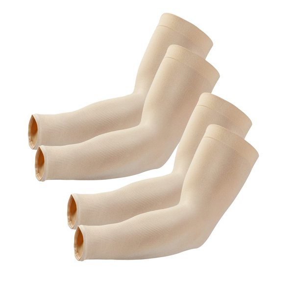 Aegend Sun Protection Cooling Arm Sleeves Sun Sleeves for Men & Women for Cycling, Running, Basketball, Football, Golf, Volleyball, Driving, Light Beige 2 Pairs