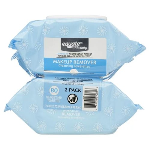 Equate Premium Makeup Remover Cleansing Towelettes, 40 Count, 2 Pack (Total 80 Count)