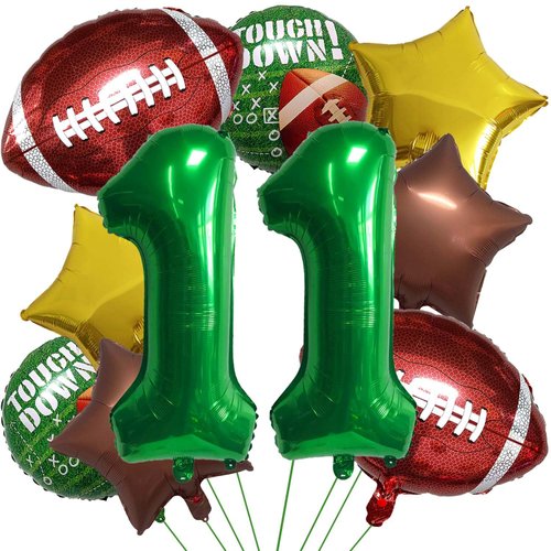 HADCKJA Football Balloon Football Birthday Decorations 11th Birthday Balloon Rugby Gold Brown Star Rugby Field Balloon Touchdown Sports Theme Football Party Supplies Birthday Party Decorations 10Pcs