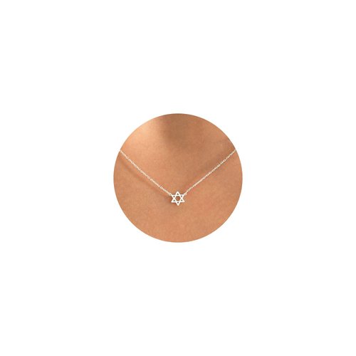VRIUA Silver Necklace for Women 14k Gold Plated Star of David Necklace Dainty Silver Star of David Necklace for Women Delicate Jewelry Everyday for Girls…