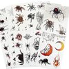 Kotbs 12 Sheets Spider Face Tattoos, Halloween Temporary Spider Decals for Kids and Adults - Realistic Halloween Makeup Stickers for Witch Costume and Party Favors