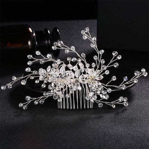 Aimimier Bridal Hair Comb Crystal Back Comb Rhinestone Headpiece for Wedding Party Prom Festival Hair Accessories for Women(Silver)
