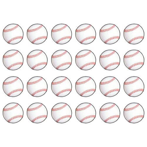 Beistle Paper Baseball Cut Outs 24 Piece – Sports Theme Brithday Party Or Baby Shower – Bulletin Board Classroom Decor, 13.5", White/Red/Black