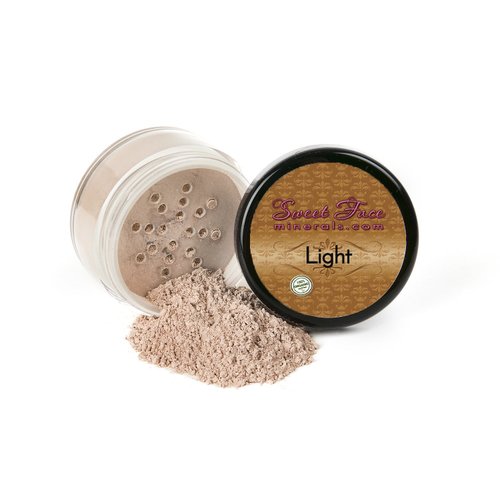5pc KIT w/FACE BRUSH (LIGHT) Mineral Makeup Set Full Size Powder Bare Skin Matte Foundation