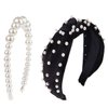 Guissi New Pearl Headbands Vintage Artificial Pearl Headbands Hair Hoop Twisted Velvet Tie Beading Wide Hairband Hair Accessories Hair Barrettes for Women Lady - 2 Packs