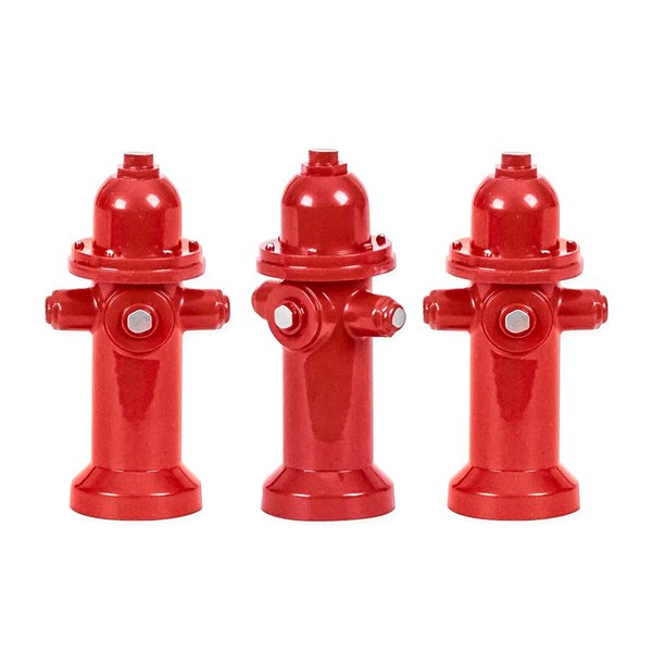 Set of 3 Red Fire Hydrants for Wrestling Action Figures