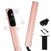 Wooroo Hair Straightener Brush, Ionic Hair Straightening Brush Flat Iron for Women, Anti-Scald and Anti-Frizz Ceramic Straightening Comb Fast Heating for Professional Salon at Home (Pink)