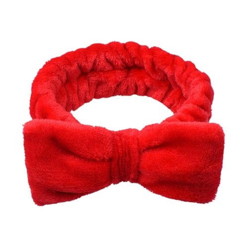 Red Wharick Makeup Headband,Cute Hair Band For Washing Face,Spa,Skincare,Birght Color High Elasticity Bowknot Coral Fleece Bow Head Wrap Hair Accessories for Daily Wear Headbands Hair Accessories
