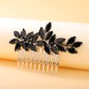 Teyglen Crystal Bride Wedding Hair Comb Full Rhinestone Side Hair Comb Black Hair Pieces Bridal Black Headpieces Hair Accessories for Women Girl(Black)