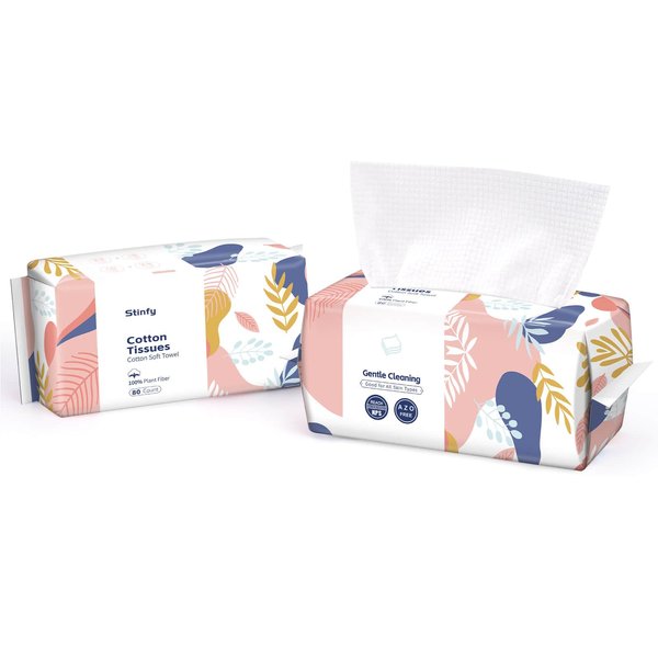 Cotton Tissues Face Towel, 100% Cotton Biodegradable Extra Thick Multipurpose Face Cleansing Super Soft Dry Wipe Facial Towels for Sensitive Skin and Makeup Removing