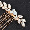 Foyte Bride Wedding Hair Comb Crystal Hair Piece Rhinestone Bridal Hair Side Comb Opal Gold Hair Accessories for Women and Brides