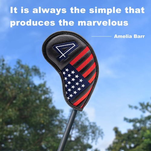 Golf Iron Head Covers Set 10pcs/Set Iron Headcover Golf Iron Club Cover USA American Flag for PXG0311 (Black)