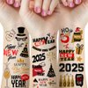 65 Pieces New Years Eve Party Supplies, 12 Sheets Temporary Tattoos Stickers, Happy New Year Decorations, NYE 2025 Decor