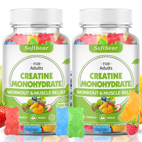 softbear Creatine Monohydrate Gummies for Men Women, Vegan Creatine Supplement 5000mg Creatine HCL Pre Workout Gummies for Muscle Builder Strength Mixed Flavor 120 Count