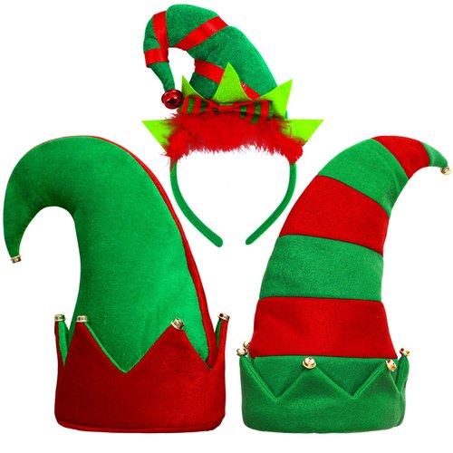 Aneco 3 Pack Christmas Hats Xmas Holiday Party Costume Hats Novelty Christmas Santa Hat Elf Hat Funny Hats