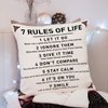 IHopes+ Rustic Inspirational Quotes Pillow Covers - 7 Rules of Life Pillow Case Cushion Cover for Sofa Couch Dorm Room Home Decor Gifts - Best Graduation/Birthday (18”x 18”Inch)