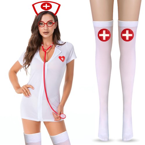 QLINLEAF Halloween Nurse Headband Costume Accessories Women for Halloween Nurse Party Cosplay