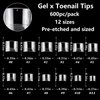 LuckForever 600pc French Tips Gel x Toenail Tips Short Square Clear Fake Toenail Soft Gel Toe Nail Tips French False Toe Nail Gel x French Toenail Tip for Gel X Acrylic Nails Extension Press Toenail