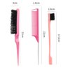 Comb Set, Pink comb,3 Pcs. slick back hair brush,Slick Back Brush with Edge Brush, styling comb for kids for middle part，Rat Tail Comb, Teasing Brush Set for Smoothing brush Baby Hair