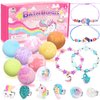 Bath Bombs for Kids with Surprise Inside, 8 Pack Bath Bomb Gift Set with Unicorn Mermaid Rings Bracelets, Handmade Bubble Spa Bath Fizzies Set with Jewelry for Girls Christmas Gift