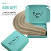 YoungSee Sew in Hair Extensions Real Human Hair Highlight Human Hair Weft Extensions Light Brown with Blonde Highlight Smooth Weft Hair Extensions Real Human Hair no Tangle 20Inch 100G