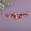 BERYUAN Bridal Rhinestone Pearls Hair Comb Flowers Pearls Rhinestone Wedding Headband Crystal Rhinestone Pearls Handmade Hair Comb for Wedding Bridal Women (red)