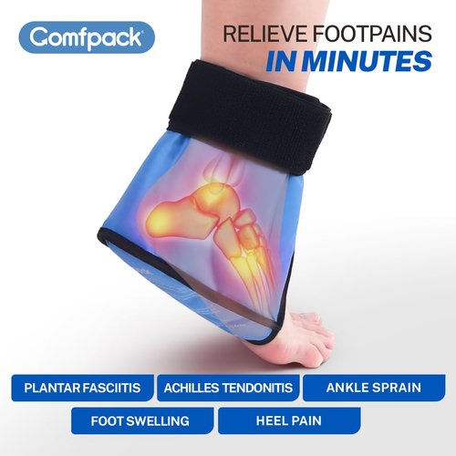Comfpack Heel Ice Pack Wrap Plantar Fasciitis Relief, Ankle Foot Ice Pack Wrap for Swelling, Reusable Gel Cold Pack for Foot Pain Relief, Achilles Tendonitis, Ankle Sprain, Heel Pain, Foot Surgery