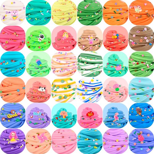 Butter Slime Kit 36 Pack, Mini Slime Set with Charms for Kids Party Favors,Stocking Fillers,Gifts, Stress Relief Toy for Girls and Boys