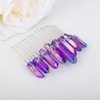 Teyglen Raw Crystal Quartz Hair Comb Clear Crystal Hair Side Comb Mermaid Rhinestone Hair Comb Sun Moon Goddess Headpiece Decorative Hair Accessories for Women Girls (Purple)