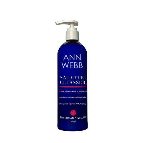 Ann Webb Salicylic Exfoliant Cleanser - Strong but Gentle Non-drying, Lightly Foaming Face wash w...