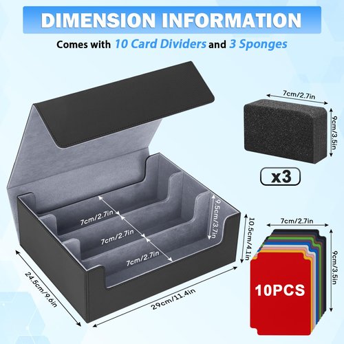 AOBOPLE 1800+ Trading Card Storage Box, Card Deck Case for Trading Cards with 5 Pcs Card Dividers PU Leather Commander Card Deck Case for Magic Commander YugiOh TCG TGG Cards Sport Cards