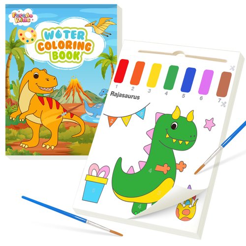 FEREDO KIDS Water Coloring Books for Toddlers - Painting and Drawing Art Paper for Kids Mess Free Craft Supplies Toy for Kids 3 4 5 6 Halloween Thanksgiving Christmas Birthday Gift (Dinosaurs)