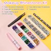 Canvalite Rhinestones for Face Colorful Face Gems Face Jewels AB & Clear Eye Hair Nail Gems Rhinestones with Quick Dry Makeup Glue, 1 Rhinestones Picker Wax Pen, 1 Tweezers for Nail Art Face Makeup