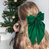 Hair Bows for Women Girls Silky Satin Big Bows Hair Barrettes Oversized Hair Accessories Long Tail Hair Ribbons -3Pcs -Black Red Green