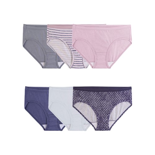 Fruit of the Loom Women's Eversoft Hipster Underwear, Tag Free & Breathable, Available in Plus Size, Cotton-6 Pack-Colors May Vary, 8